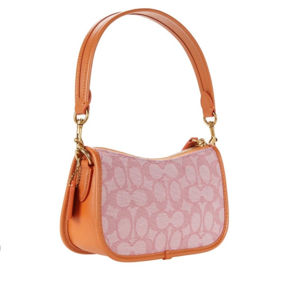 New (used once) Coach Pink and Orange Shoulder Bag with Monogram Design